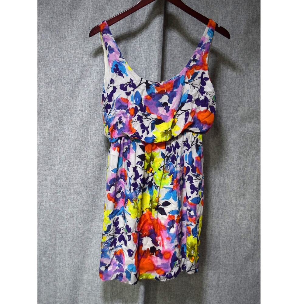 Alice + Olivia Watercolor Floral Silk Mini Dress Size Small